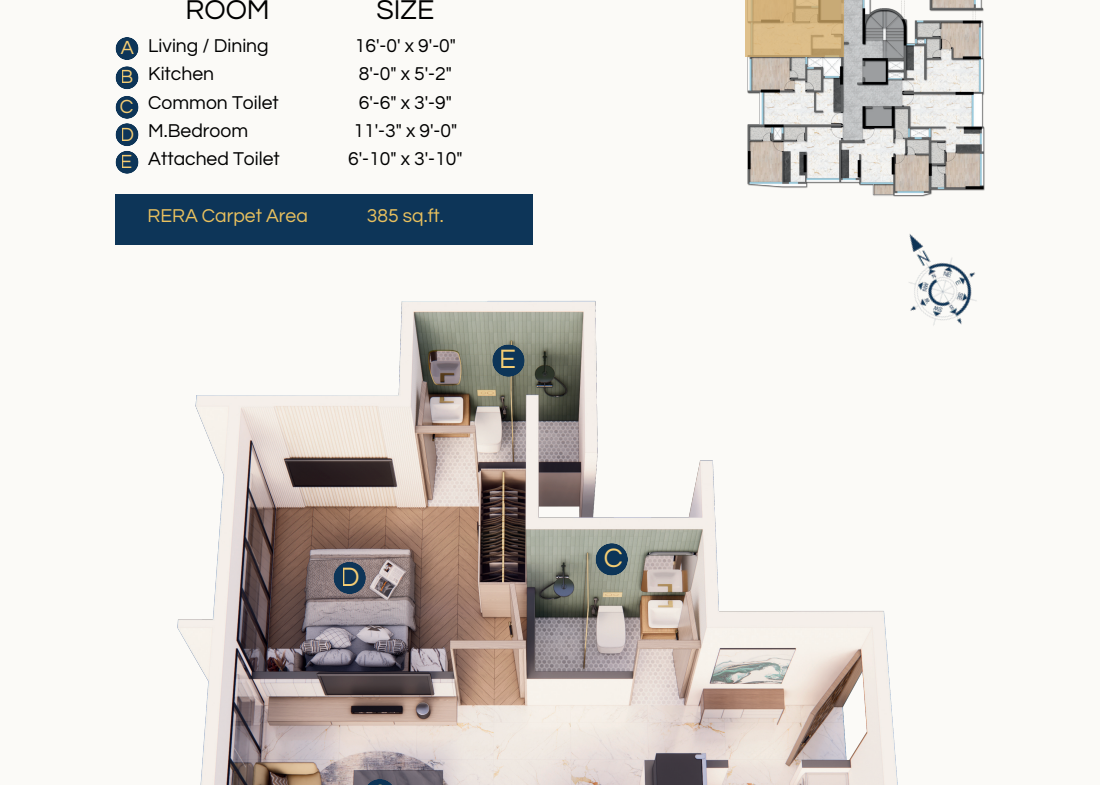 DTG Aurum Jogeshwari east 1bhk rera capert area plan
